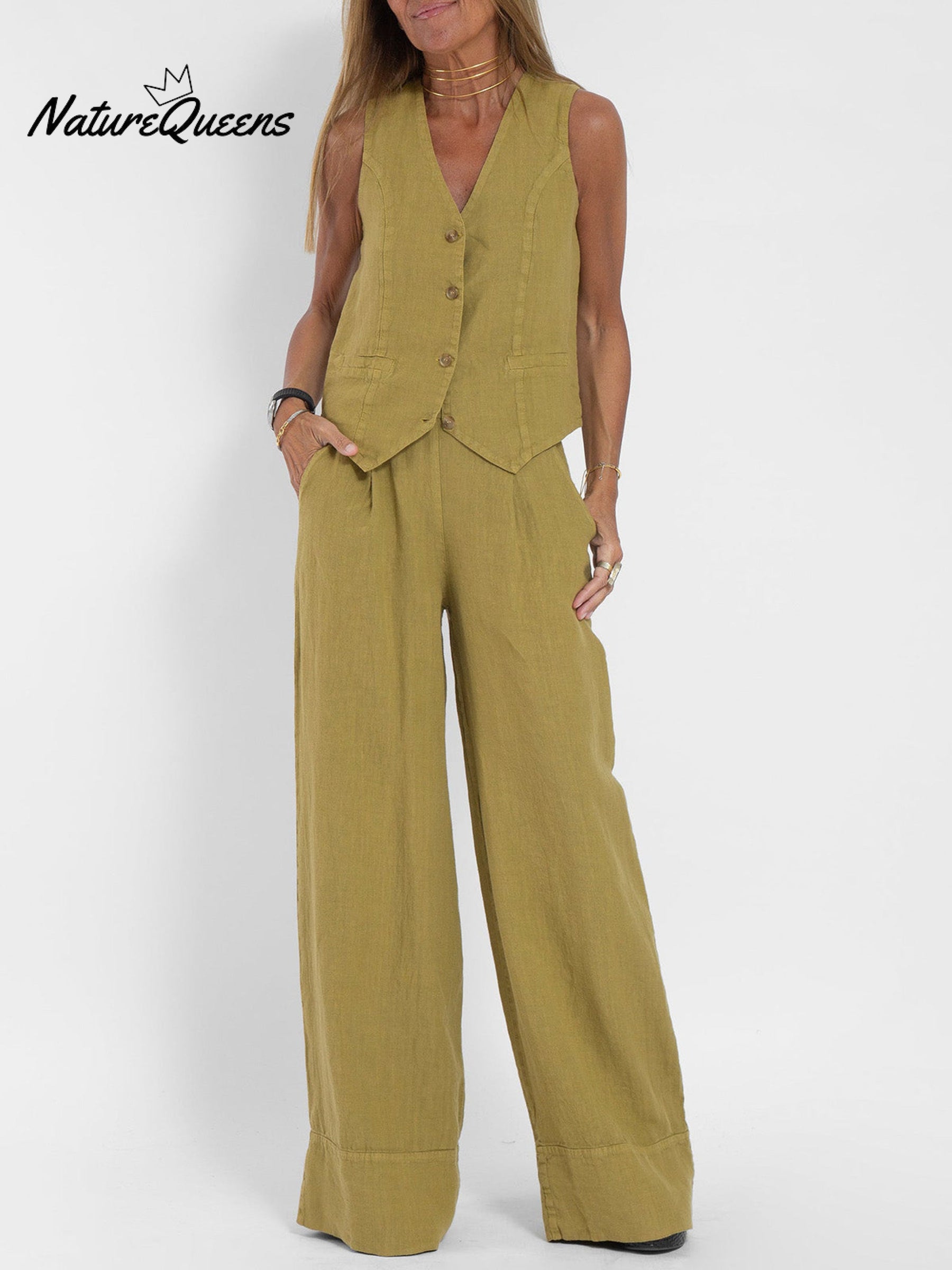 Vest & Pants Cotton Leisure Suit