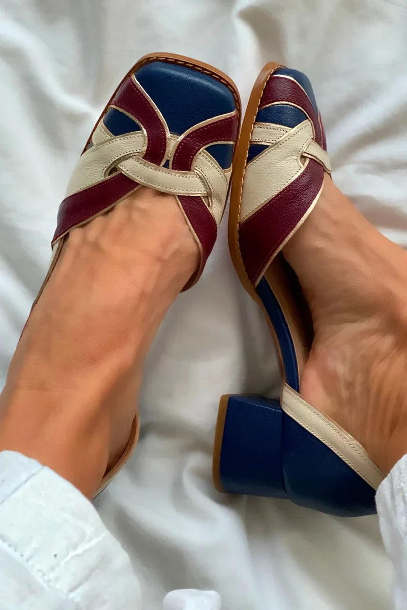 TRI-COLOR SLIP-ON FLATS