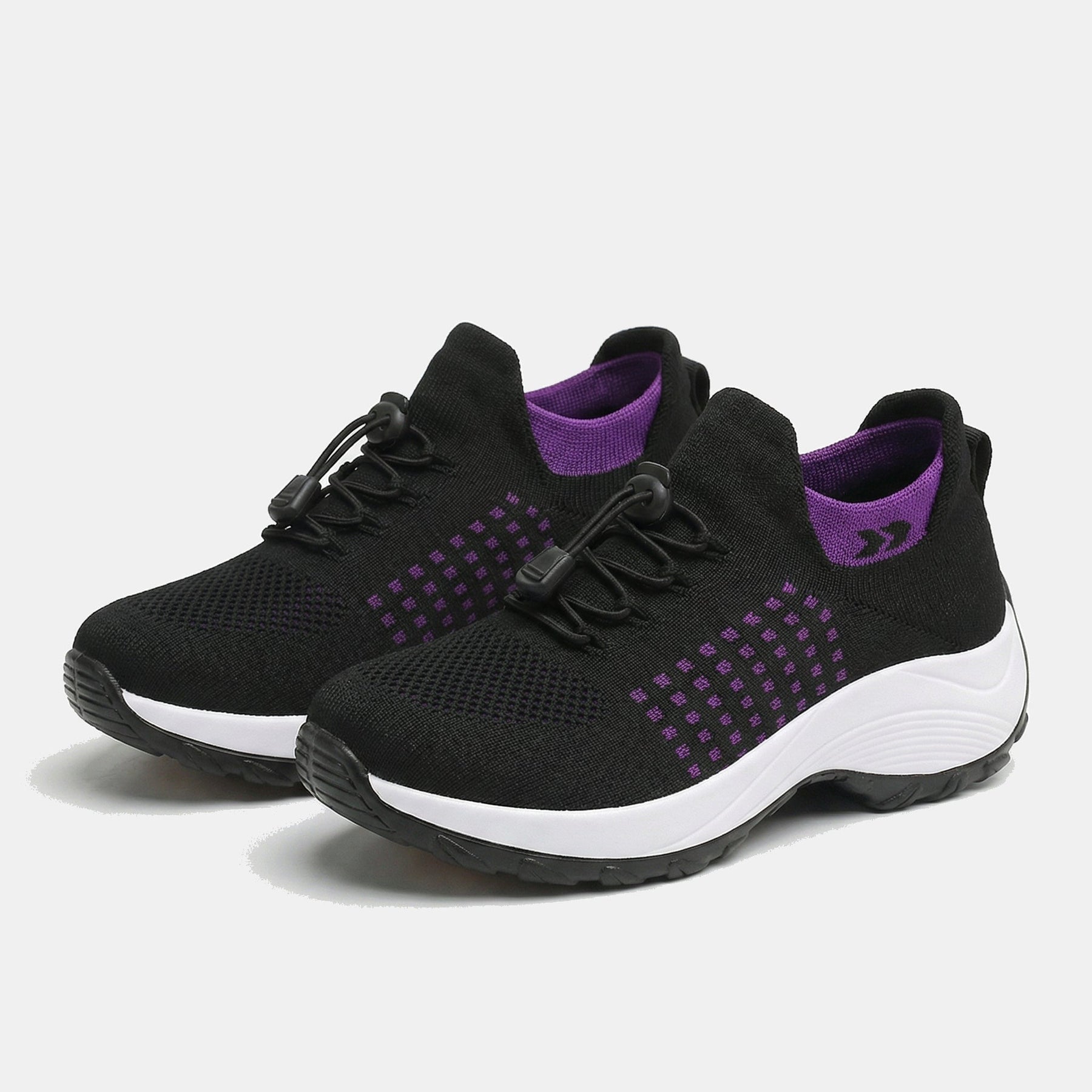 Ava – Orthopedic Knit Fabric Shoes in Purple & Black
