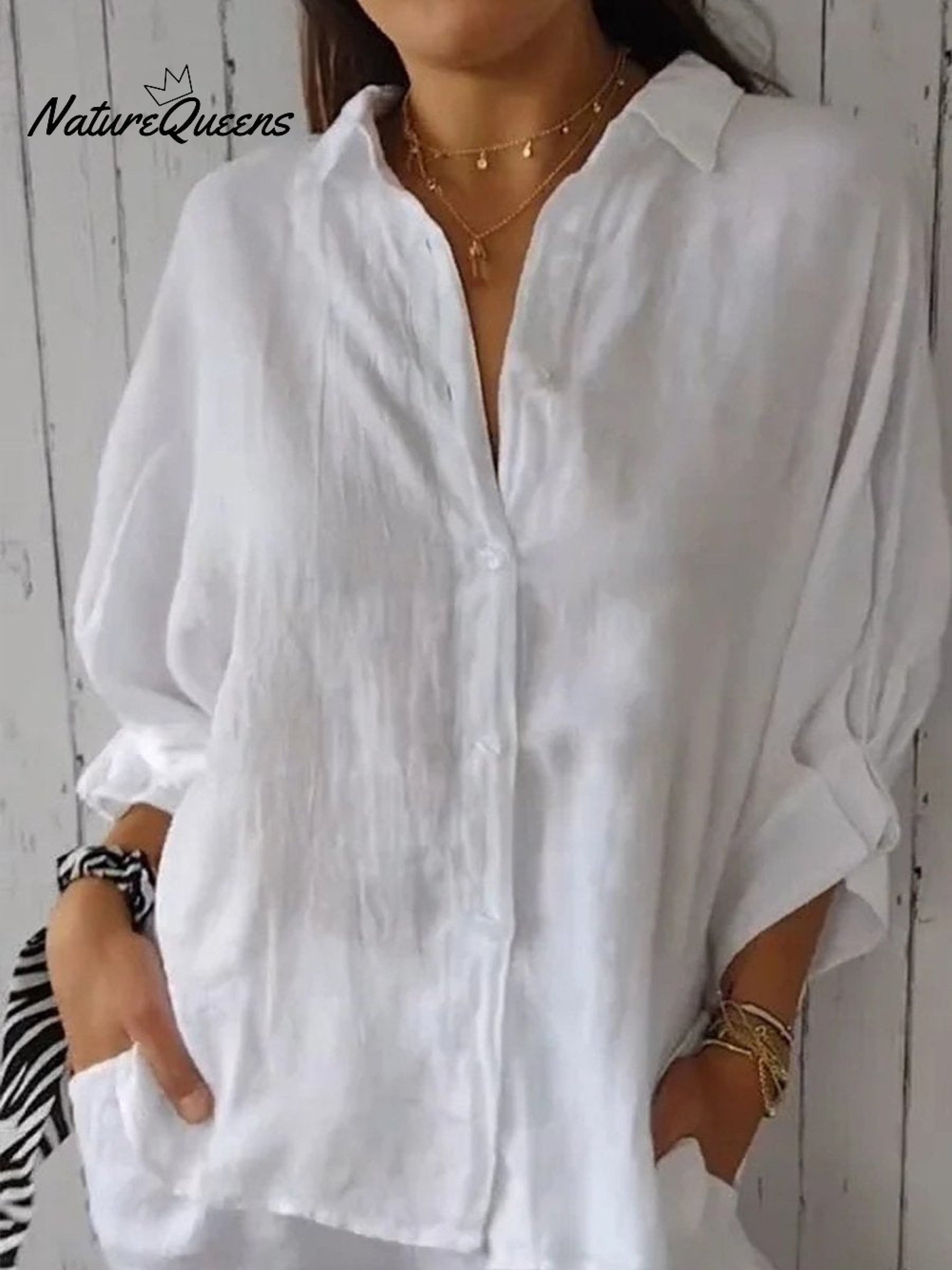 Women's  Cotton & Linen  Casual Tie-back  Shirt