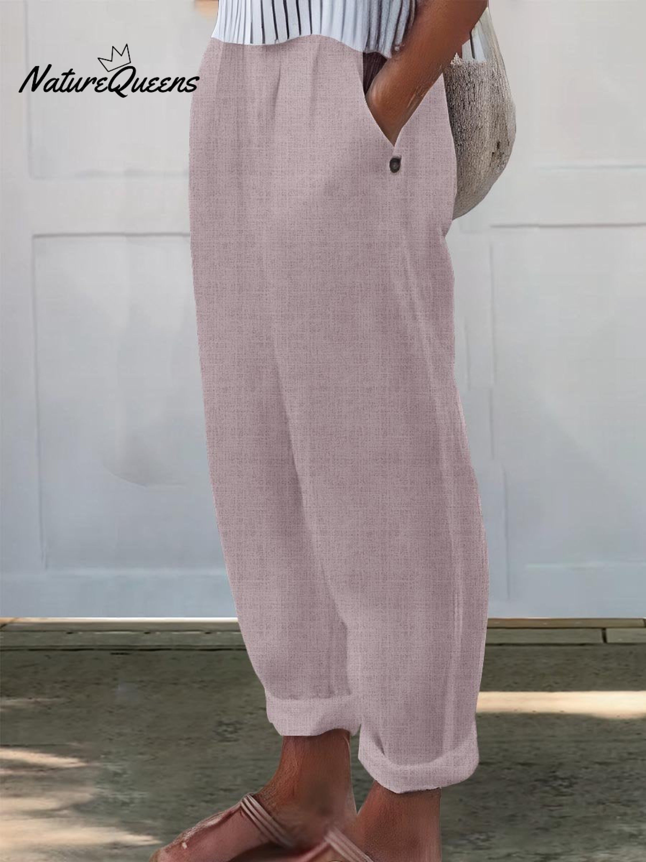 Women's Printed Cotton And Linen Casual Pants