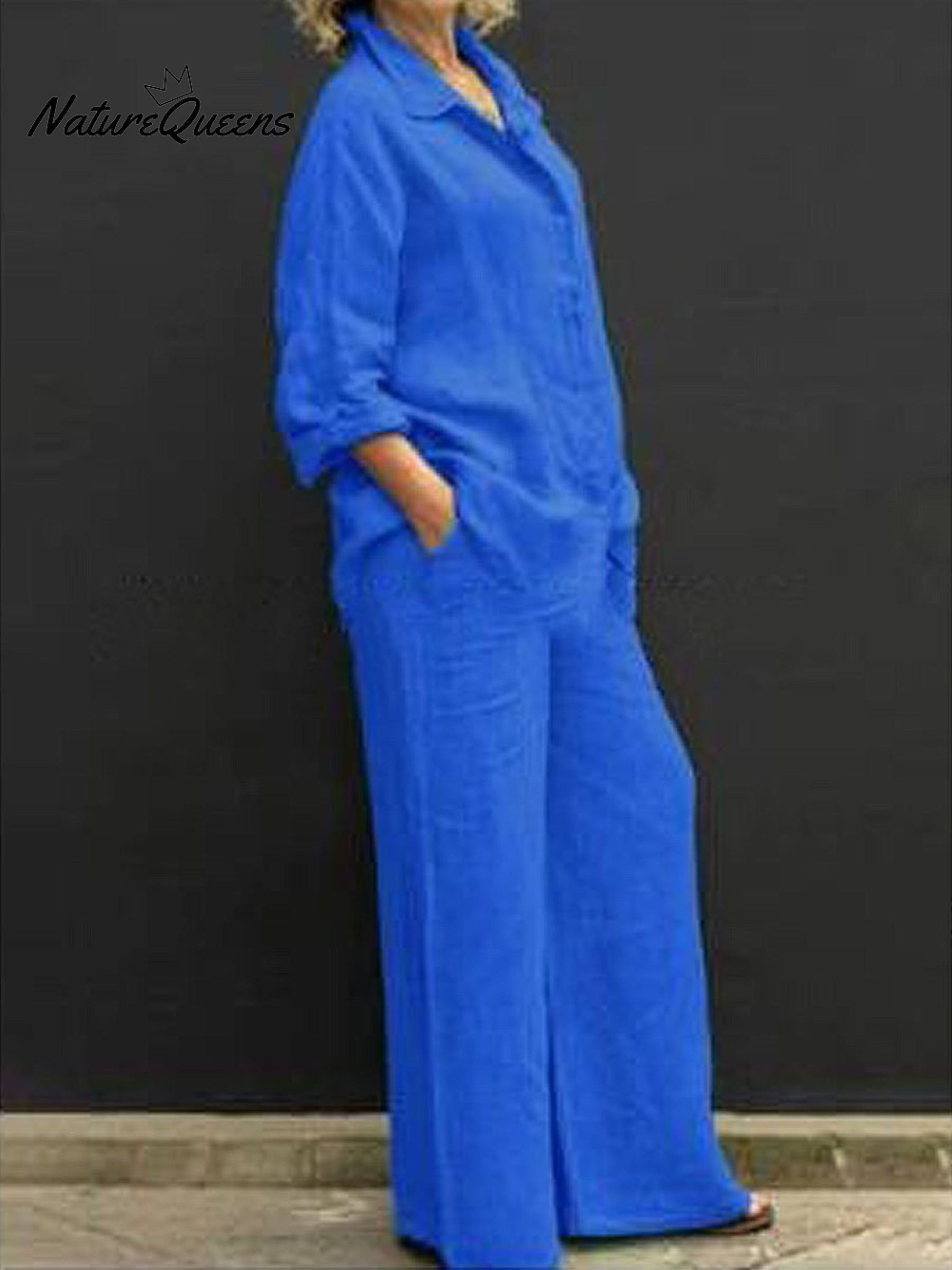 Women's Solid Color Loose Elegant Casual Shirt Suit
