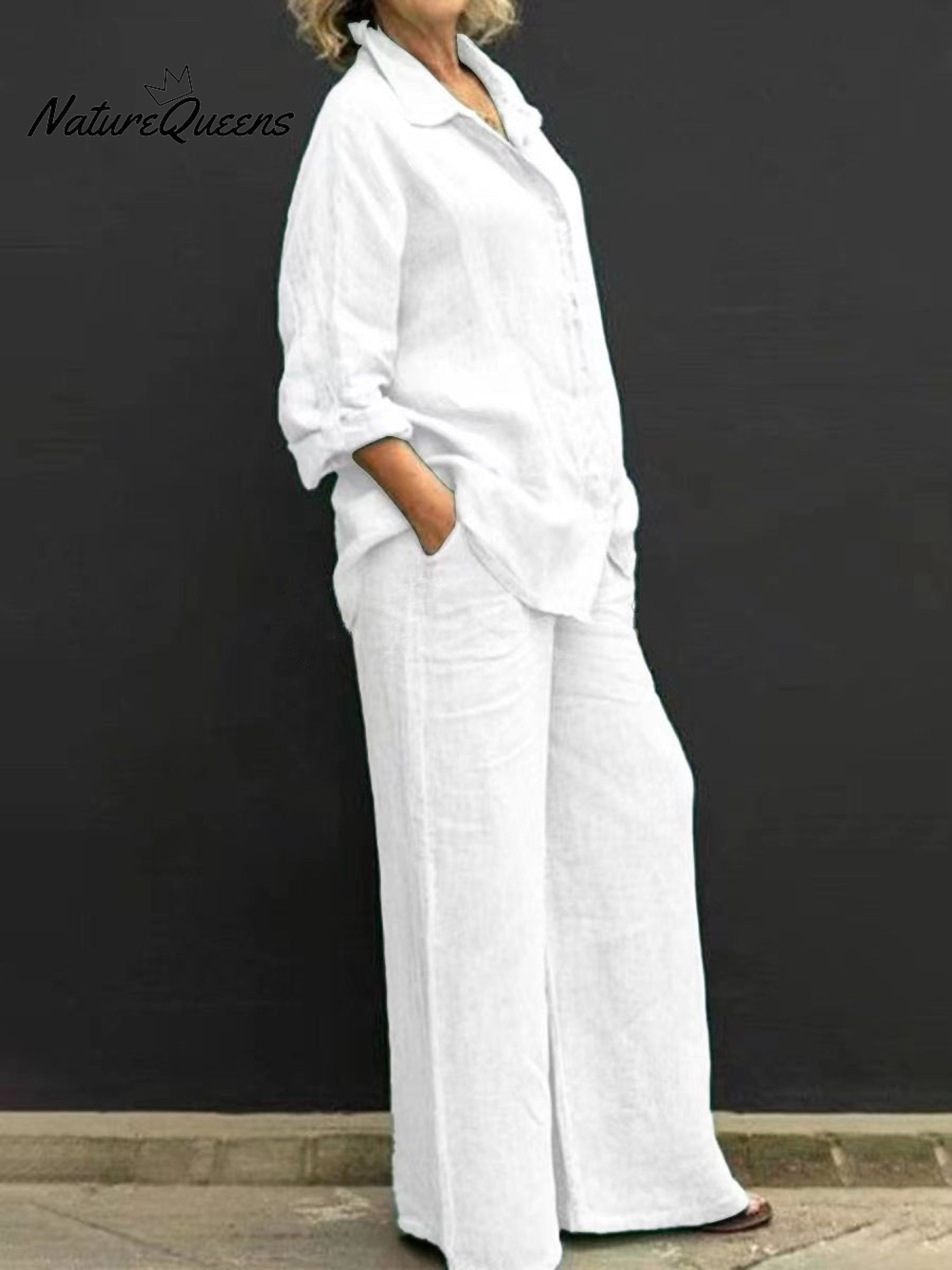 Women's Solid Color Loose Elegant Casual Shirt Suit