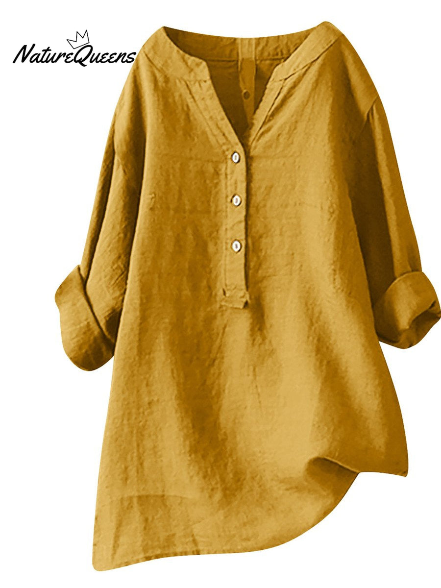 Women's  Retro Cotton And Linen Casual Shirt