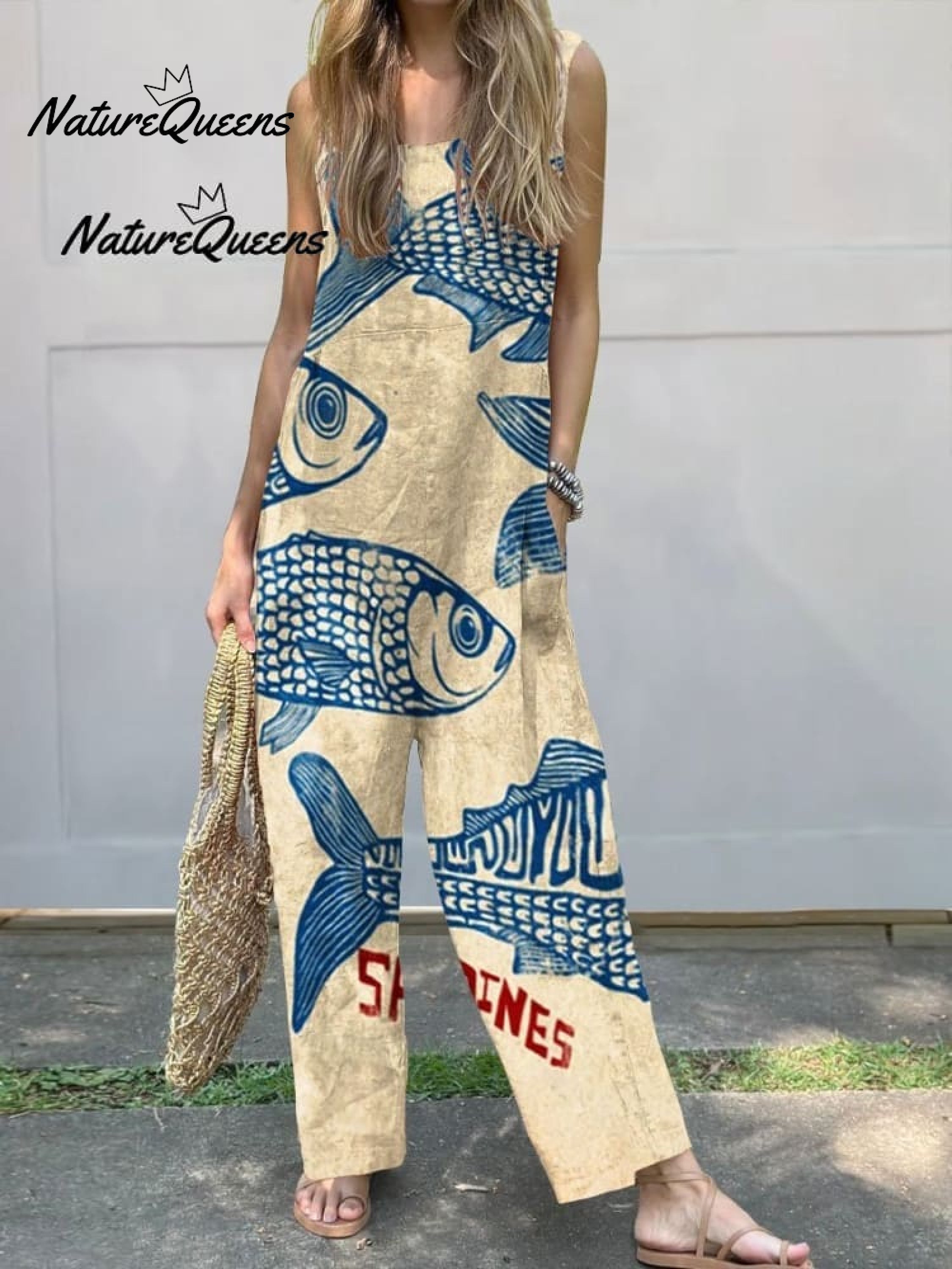 Women's Casual Cotton Linen Wide Leg Jumpsuit
