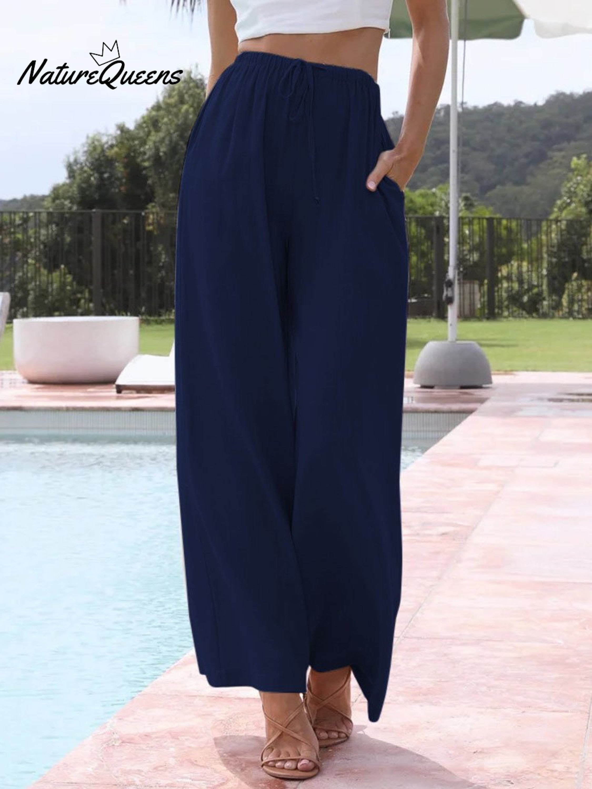 Women's Solid Color Loose Elegant Casual Simple Cotton And Linen Pants
