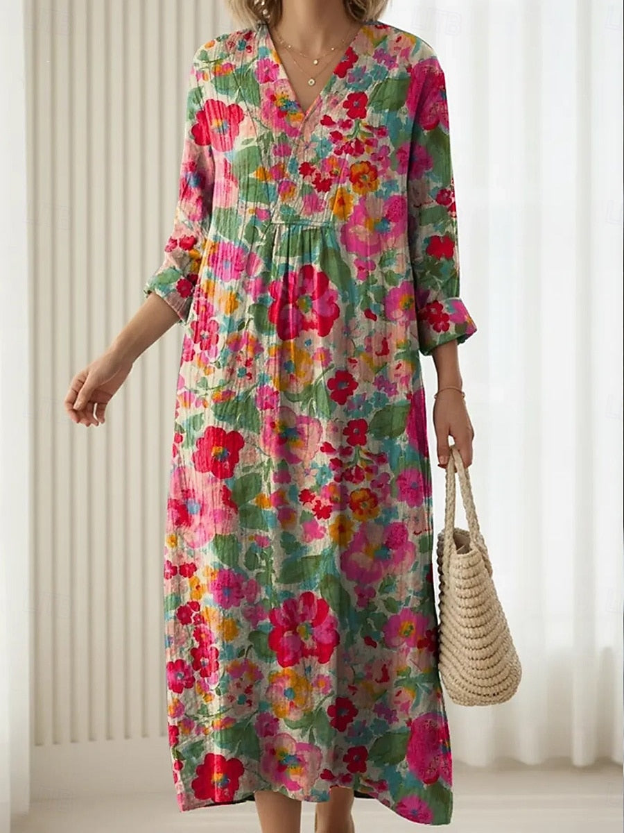Tina™ | V-Neck Swing Midi Dress