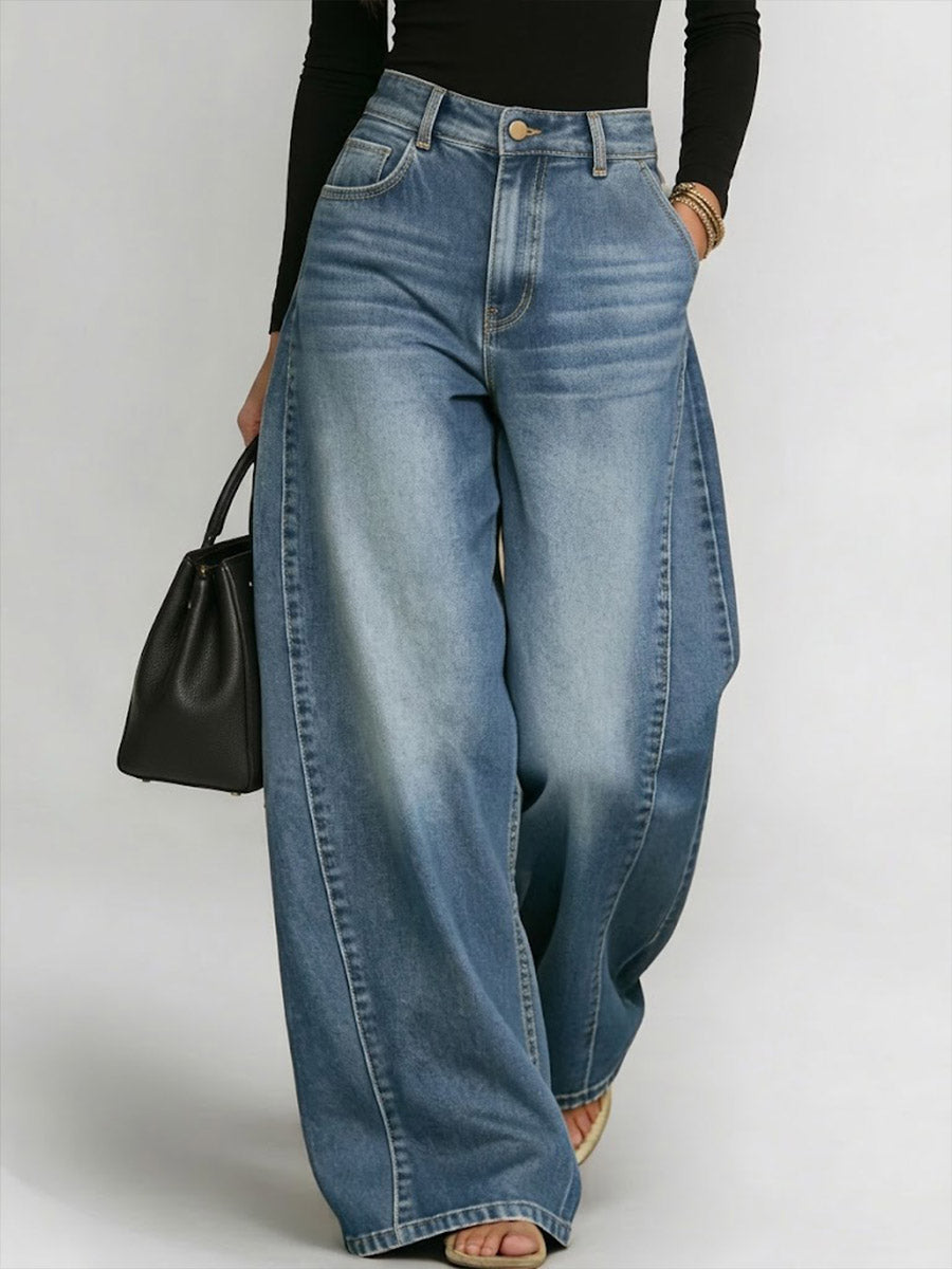 Women's High-waisted Loose-fit Wide-leg Jeans