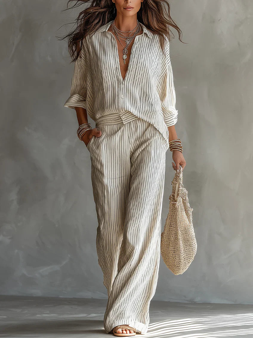 Women's Minimalist Style Striped Suit