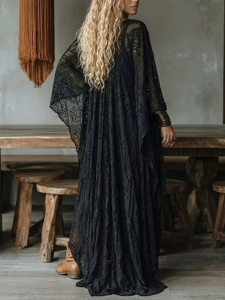 Women's Lace Batwing Sleeve Overdress