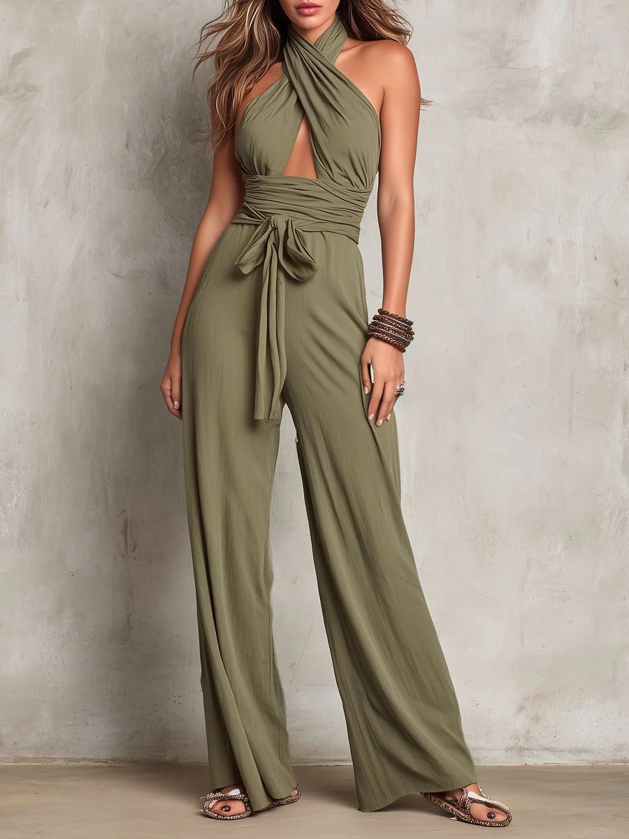 Bohemian-style Cross-halter Jumpsuit