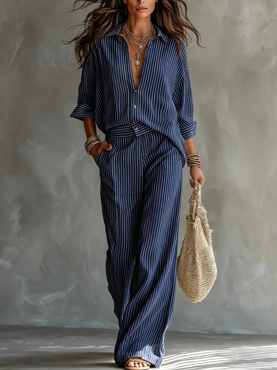 Women's Minimalist Style Striped Suit