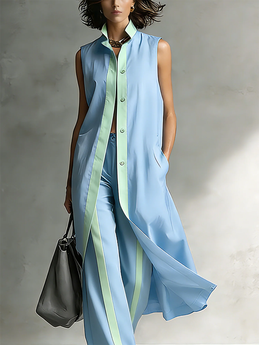 Minimalist Art-Style Decorative Trim Cotton-Linen Two-Piece Set