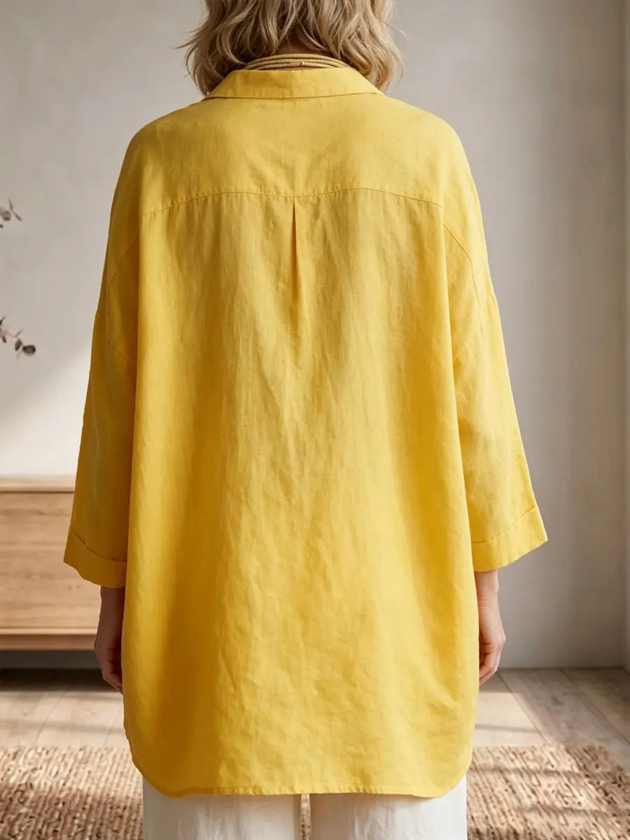 Women's Simple Cotton And Linen Loose Shirt
