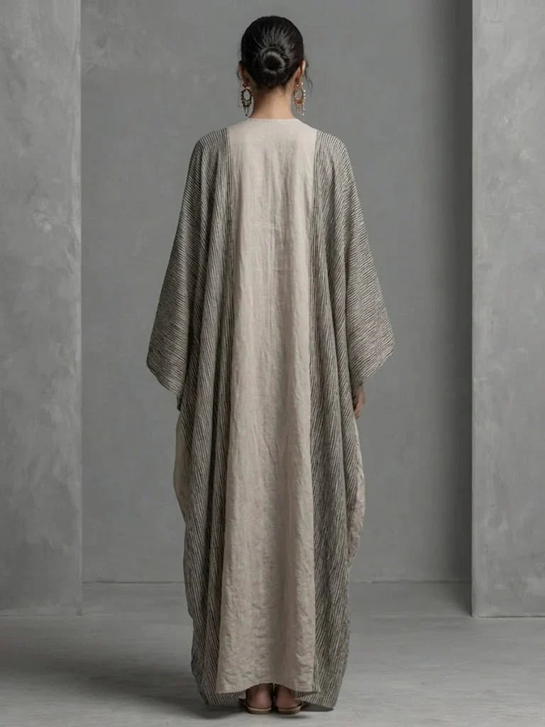Women's Vintage Ethnic Style Striped Batwing Sleeve Dress
