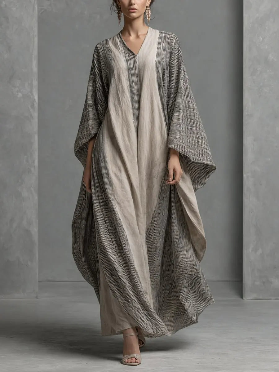 Women's Vintage Ethnic Style Striped Batwing Sleeve Dress