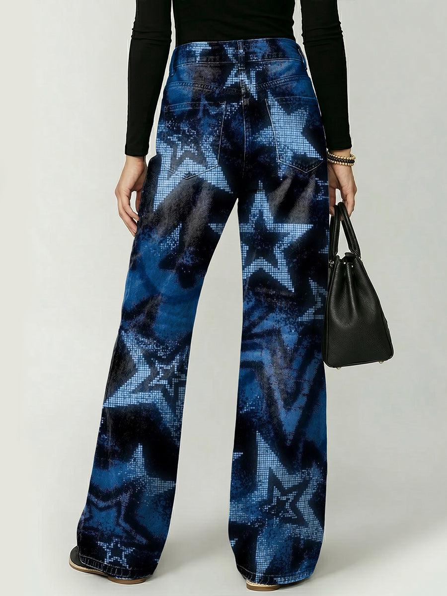 Y2k-style Star Decorative Pattern Women's Casual Denim Pants