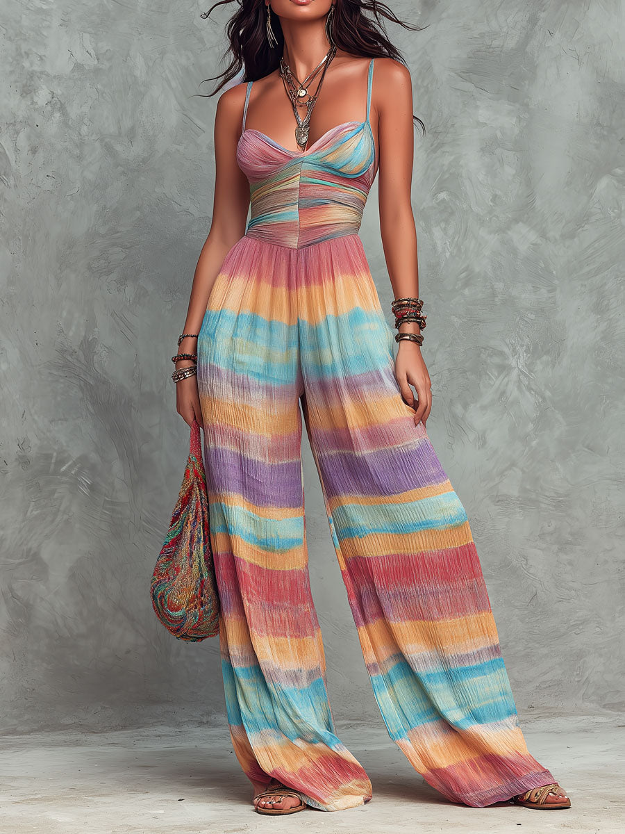 Casual Colorful Striped Jumpsuit