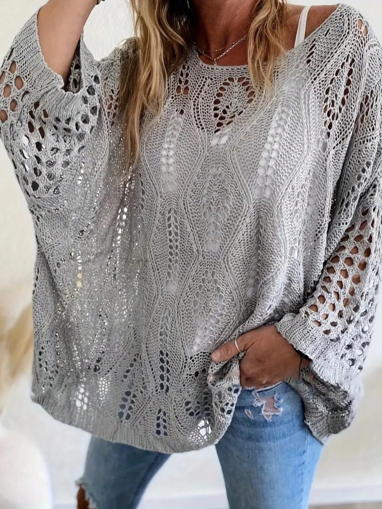 Women's Casual Hollow Knit Top