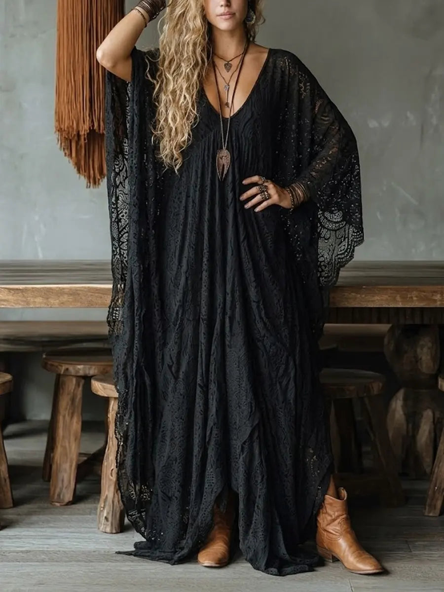 Women's Lace Batwing Sleeve Overdress