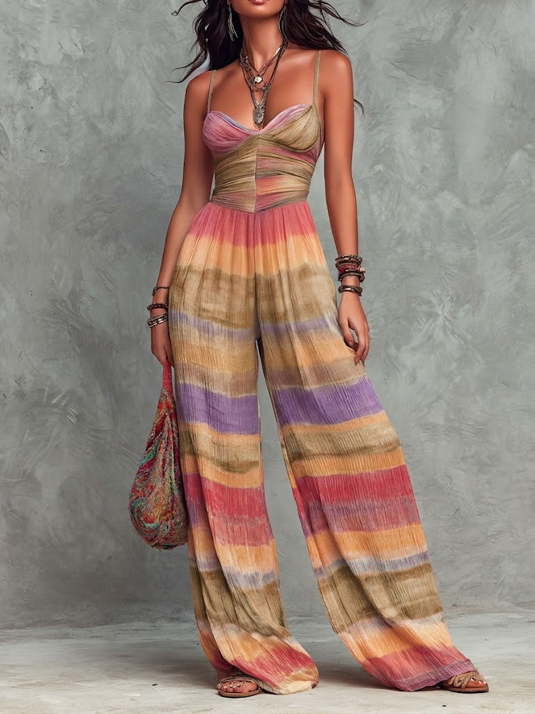 Casual Colorful Striped Jumpsuit