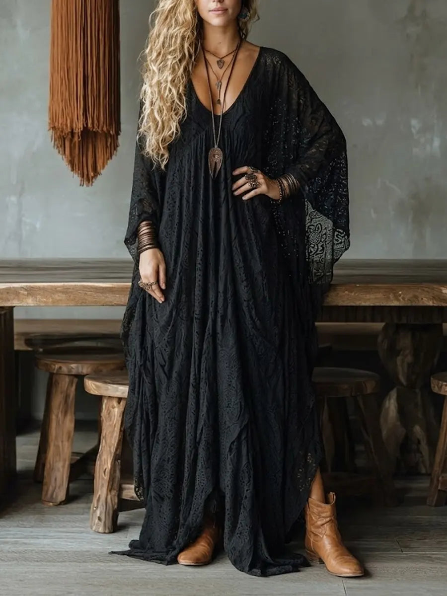 Women's Lace Batwing Sleeve Overdress
