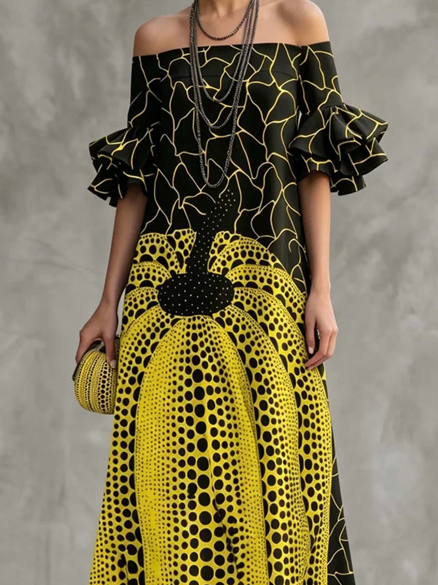 Women's Retro Polka Dot Art Casual Stylish Cotton Dress