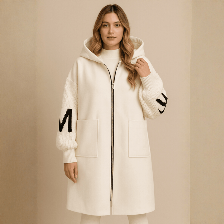SELENE | KNITTED HOODED LONG COAT